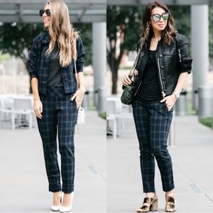 CAbi Connery Navy Blue Plaid Pants
